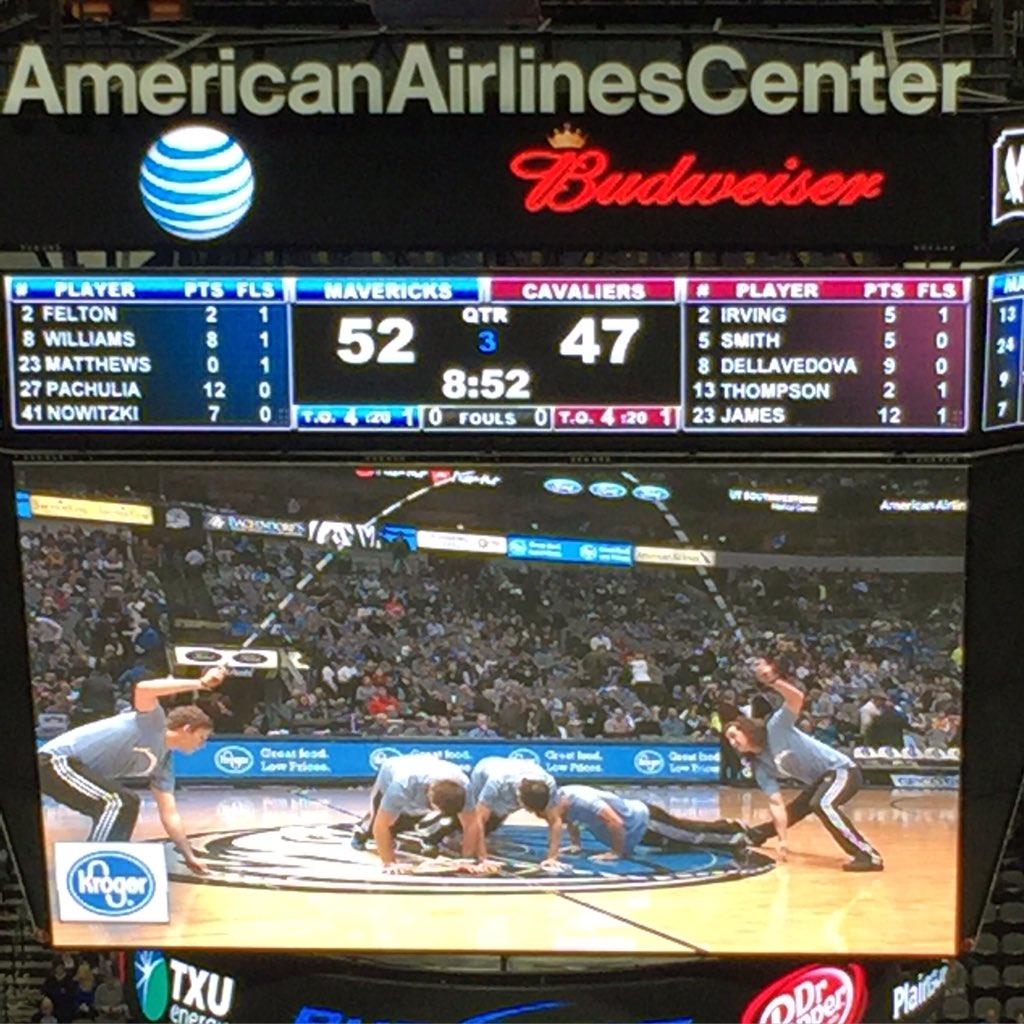 Electrickjumper's tweet photo. At center court last night for the @dallasmavs Halftime show! https://t.co/8DCqv1C40z