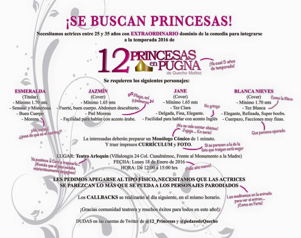 CastingMx's tweet photo. #CASTING SE BUSCAN ACTRICES PARA @12_Princesas ¡CORRAN LA VOZ! https://t.co/j4aQhhAHsL