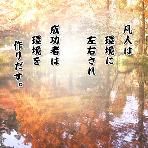 癒しの名言と音楽 Twitterissa 自分の置かれた環境を嘆く人が多いです 環境なんて 何もしなければそのままです T Co Eiwzxnrjlw 凡人は環境に左右され 成功者は 今日の一言 名言 今日の一言 T Co Tql4uftdql