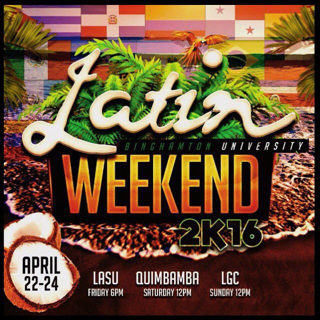 LASU69's tweet photo. LASU, Quimbamba Latin Dance Team, and the Latin Greek Council presents Binghamton's 4th Annual Latin Weekend! https://t.co/yUZKCNpvLV