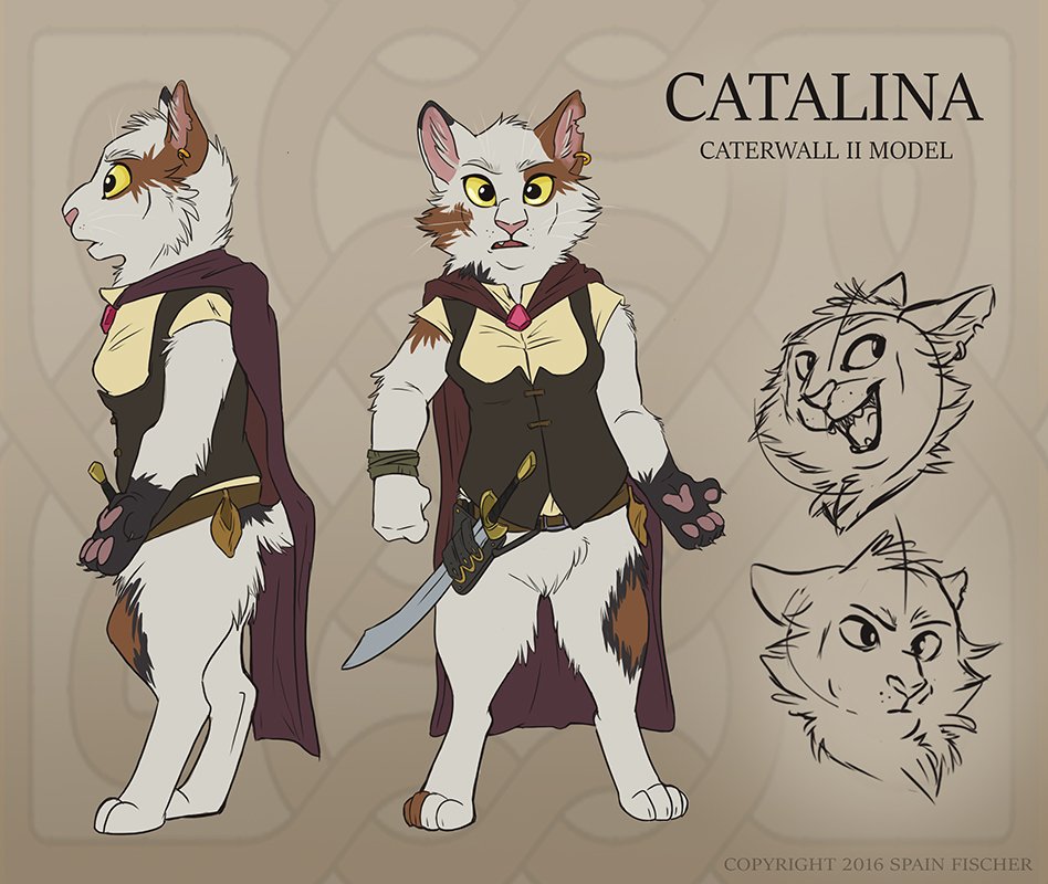 Caterwall's tweet photo. Check out the first Caterwall II character sheet, Catalina! Everyone is getting tweaked for the second book! https://t.co/MZgaZ2Nokw