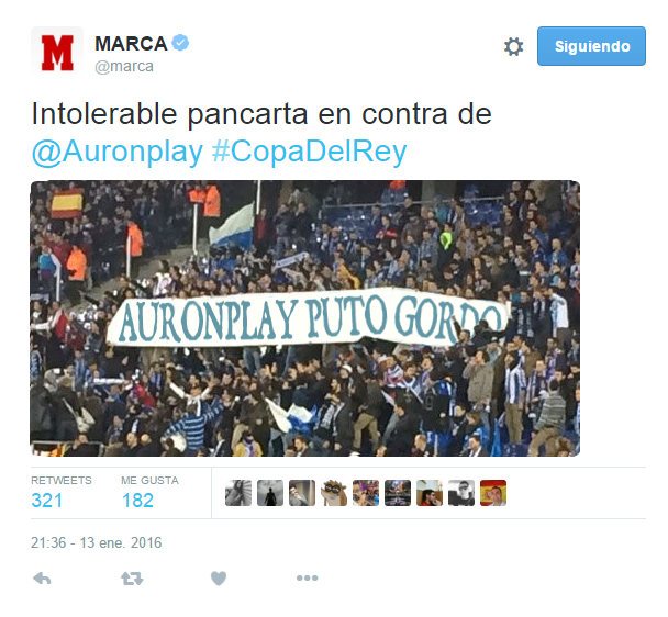 Hara_Amoros's tweet photo. Lo de la afición del @RCDEspanyol en contra de @auronplay no tiene nombre https://t.co/X603E5jyI9