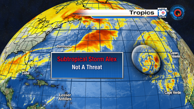 Subtropical storm Alex is churning over the far eastern Atlantic Basin.  It is not a threat to South Florida. https://t.co/wmOz2bDyCV