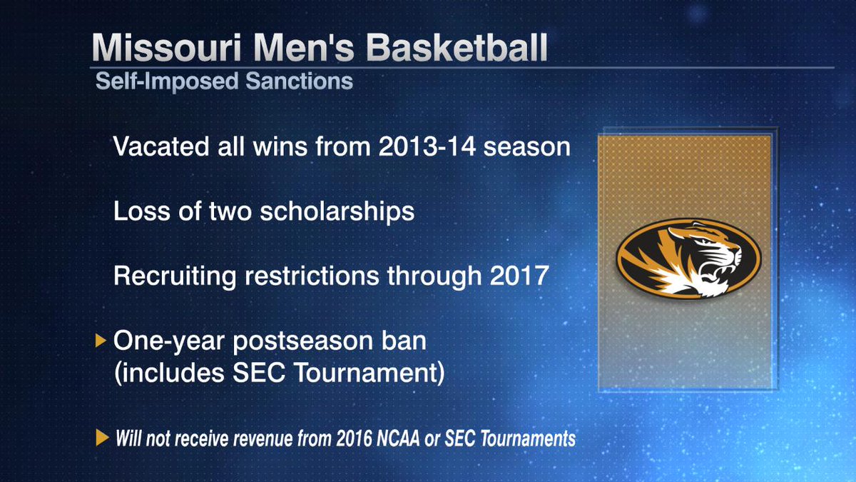 ESPNInsights's tweet photo. Violations at Missouri occurred during tenure of former coach Frank Haith, whose last season was 2013-14 https://t.co/wfPojVxvBu