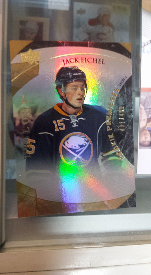Collect_Edition's tweet photo. Nice pull: Jack Eichel from the hot new Trilogy box @SHOWYOURHITS @UpperDeckHockey @HockeyCardHits at the C-E Store https://t.co/vm2UDlBbPG