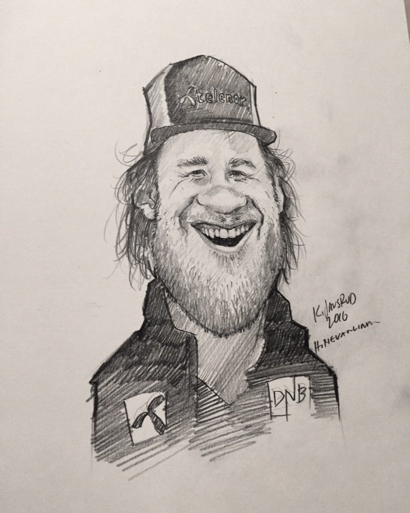 hannunevanlinna's tweet photo. Some time off from normal work #kjetiljansrud @Kjansrud #draw #tegne #slappeav #caricature #illustration https://t.co/rn7Y3QgnKI