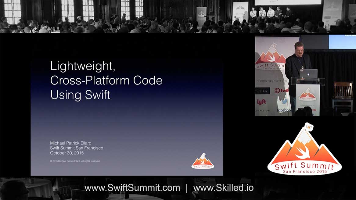 SwiftSummit's tweet photo. Watch @DevMikeEllard's Swift Summit talk- Lightweight, cross-platform code using Swift: https://t.co/rSmg1xJXOR https://t.co/6sCf5BmJeB