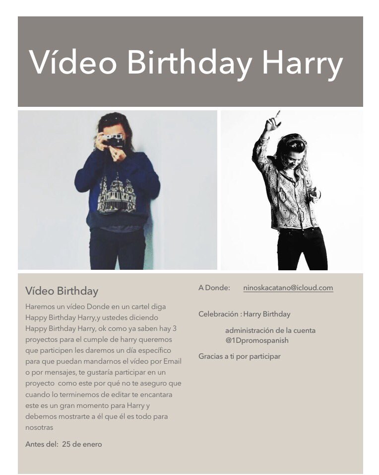 Hstnewss's tweet photo. Celebramos el día de Harry con otra información #videoBirthday #HarryBirthday #DirectionersShazam https://t.co/UJk0xUhk9X