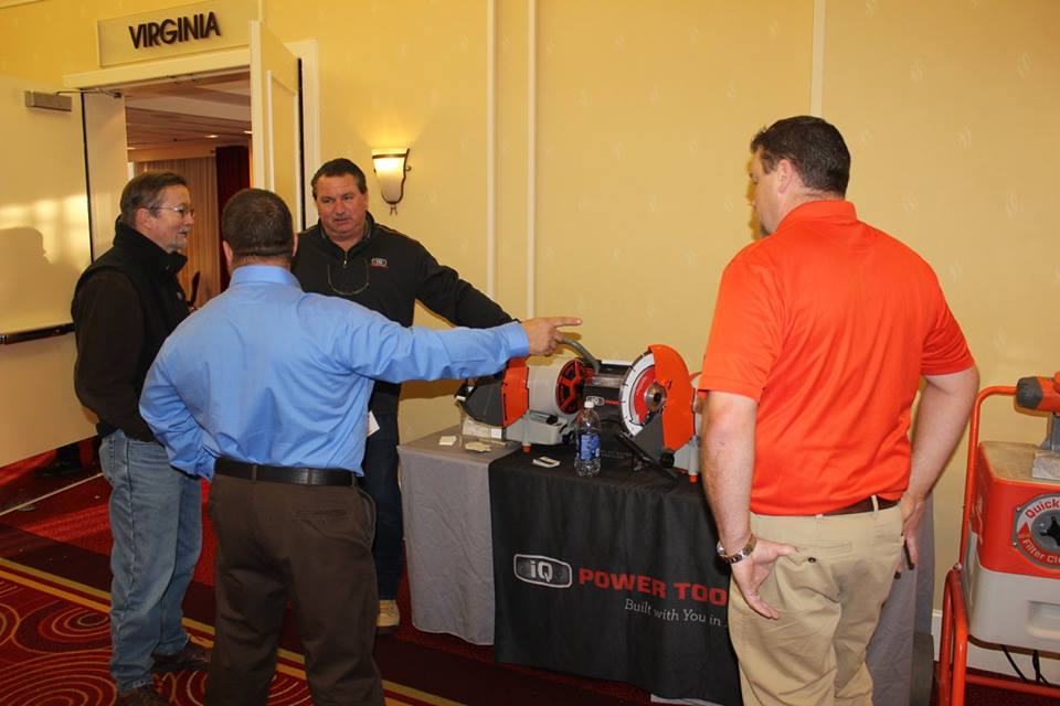 iQPowerTools's tweet photo. Founder Joel and rep Franklin showing off the iQPC912v at the Techo-Bloc trade show! #hardscape #techobloc #IQPT https://t.co/jMdOzYi0eq