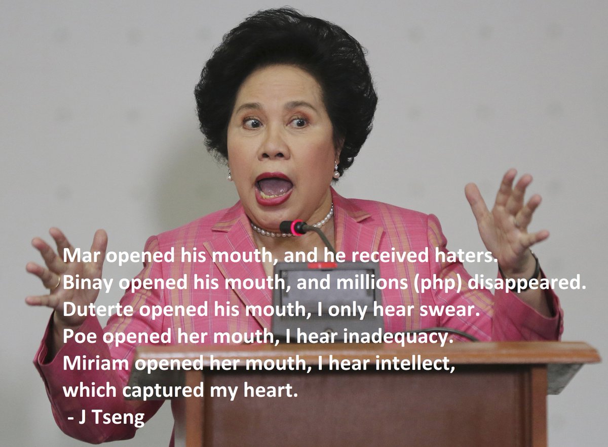 jojotseng's tweet photo. #miriam2016 #philippinepresident #youth4change @senmiriam #election2016 #philpres https://t.co/g1LIiS3pD0