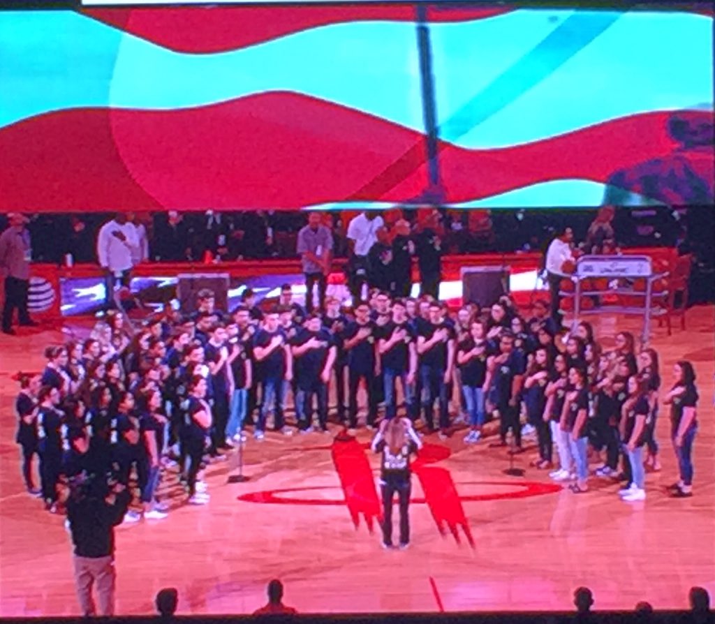 KleinCollins's tweet photo. Great performance by KC Choir @HoustonRockets tonight! #whatKCdoes #howKCHSrolls @KleinISD https://t.co/h7fnlOQi0X