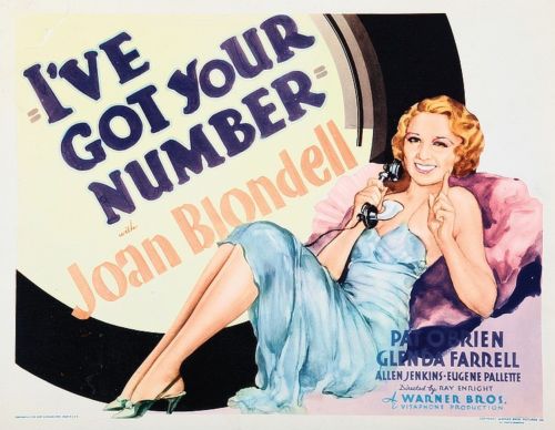 WallaceReid_'s tweet photo. I've Got Your Number 1934 Warner Bros Pre-Code comedy film dir by Ray Enright starring Joan Blondell & Pat O'Brien. https://t.co/EwRkjcSm15