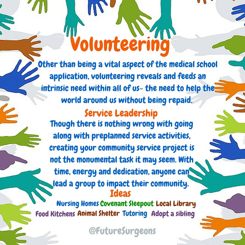Future_Surgeons's tweet photo. Why is volunteering important for premeds??? #premed #volunteering #futuredocs #giveback https://t.co/t6sKcXMuyp