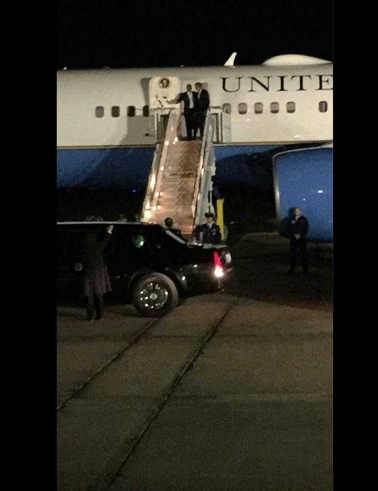 lsutigertv's tweet photo. .@POTUS has arrived in Baton Rouge! Tiger TV will cover his speech tomorrow at McKinley High. https://t.co/1ZeMW7UsR9