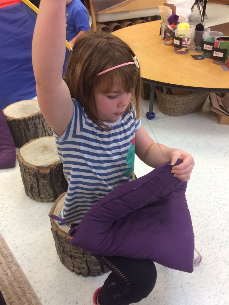 room3adventures's tweet photo. A hole in our cushion? No problem Ms.Cranston I'm on it! #sewing #objectsandmaterials https://t.co/KKE22mJB74