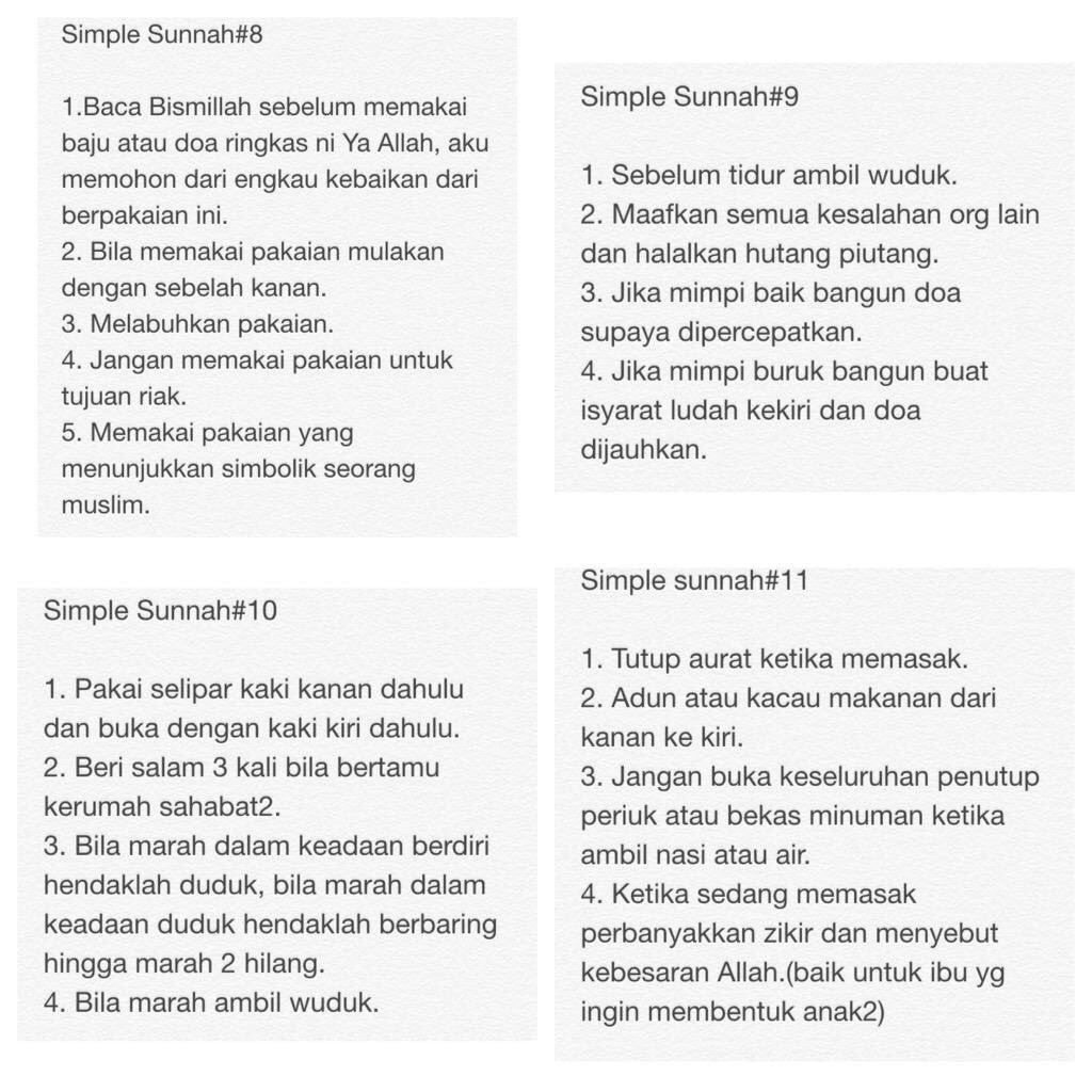 brocopypaste's tweet photo. 15 sunnah yang simple je. Takkan taknak ikut cara Nabi kot 😊

Menyebarkan ilmu juga sunnah tau! https://t.co/f3yHEPRRLJ