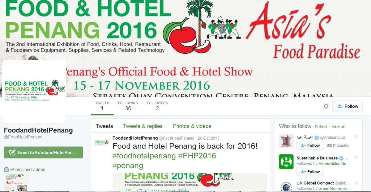 FoodHotelMsia's tweet photo. Do like our FHP 2016 FB page and do follow our FHP 2016 twitter #FHM2017 #FHP2016 #exhibition #foodandhotel https://t.co/Dfj0LCgPL5