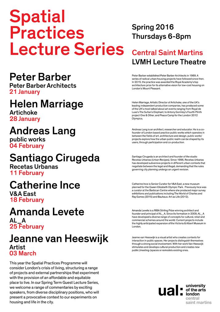 jeremytill's tweet image. Fantastic line-up of speakers from our booming Spatial Practices programme.