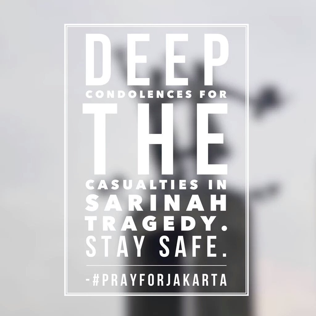 campaign_id's tweet image. #PrayForJakarta: Stay safe people in #Jakarta. Turut berduka untuk para korban.
Pic credit @CentralStoreID