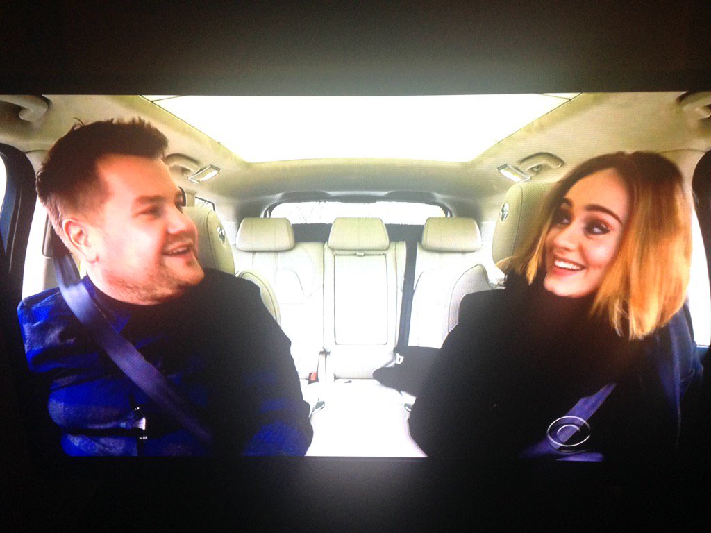 @latelateshow @Adele plays the drums in #hello who knew? The things you learn during #AdeleCarpool #CarpoolKaraoke