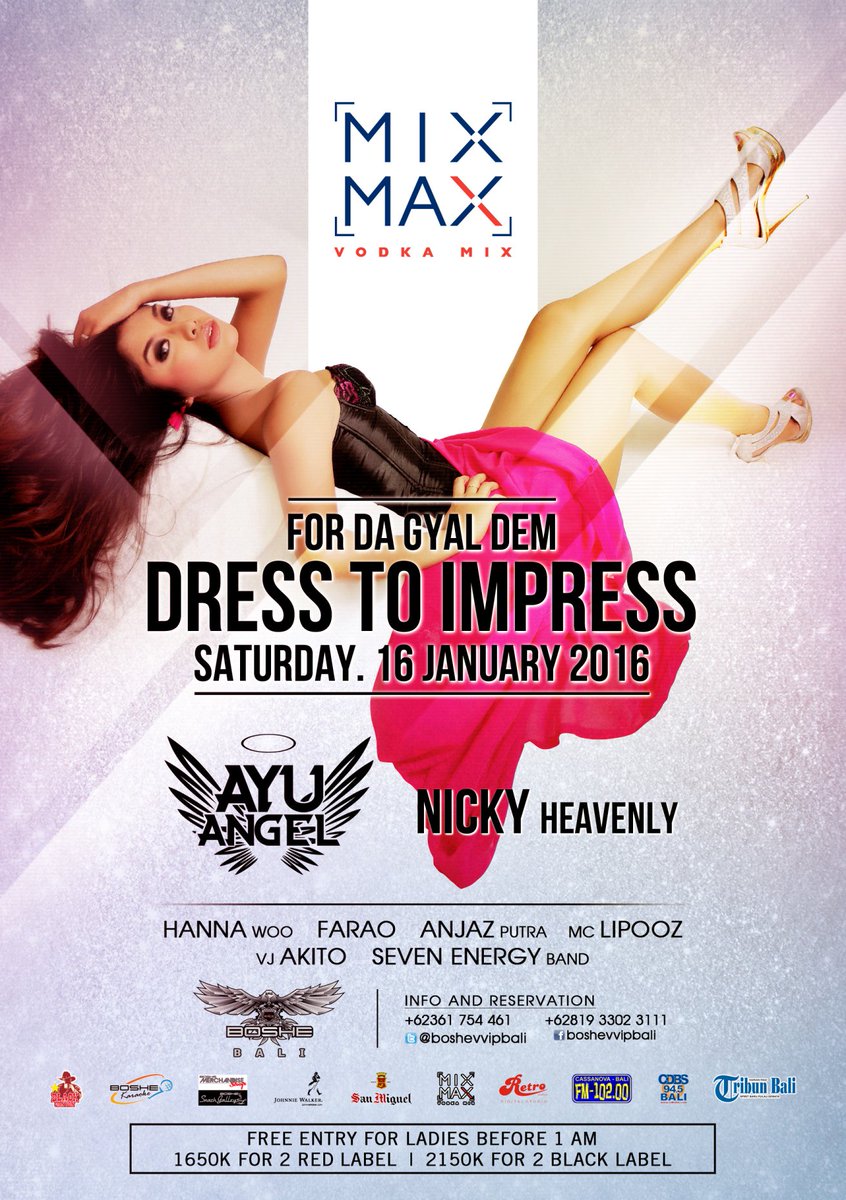 "DRESS RO IMPRESS" With <a href="/ayu_angels/">Ayunda</a> &amp; <a href="/NickyHeavenly/">Nicky Heavenly</a> 
Sat 16th Jan also perform <a href="/hanna_woo92/">Hanna woo</a> <a href="/AnjazputraDj/">anjazputra</a> <a href="/djfarao2/">FVCHR</a>