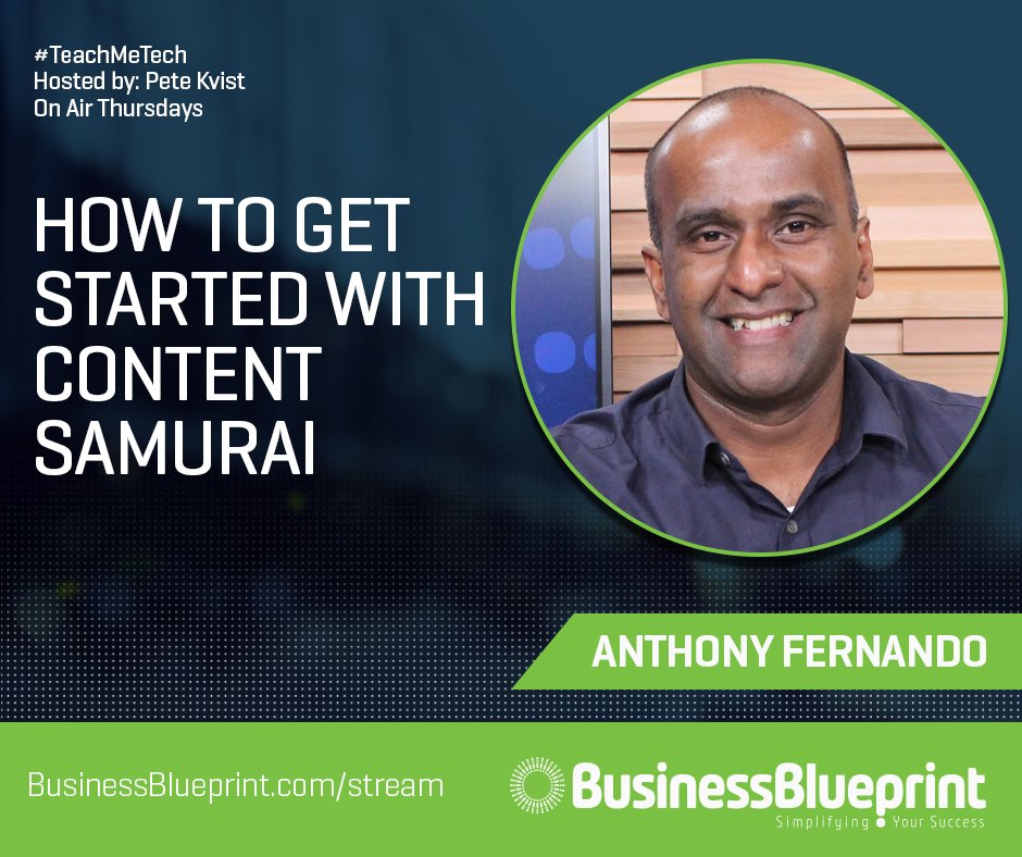 CarolynBirchill's tweet image. #TeachMeTech shows you the basics of using #ContentSamurai this Thursday - businessblueprint.com/stream - #Entrepreneur