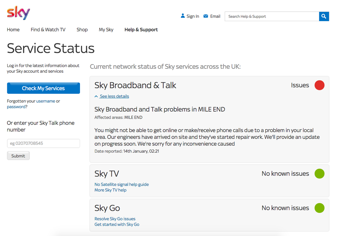 Damn you <a href="/SkyUK/">Sky</a> once again Mile End falls over