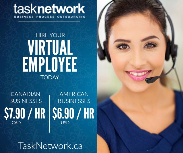 TaskNetworkInc's tweet image. Hire Your Virtual Employee Today! Canada: $7.90 / Hour. USA: $6.90 / Hour.