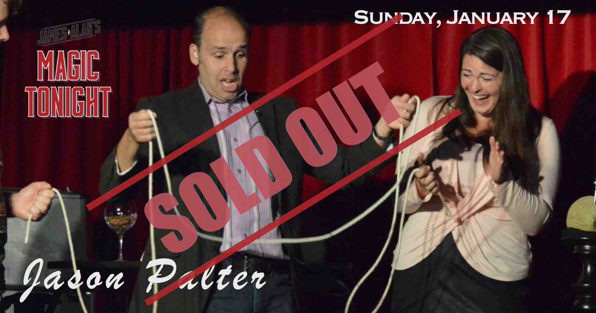 Abracadabaret's tweet photo. Sunday's show with @james_alan and @jasonpalterlive is SOLD OUT! #MagicTonight https://t.co/NwdPOtg5TA