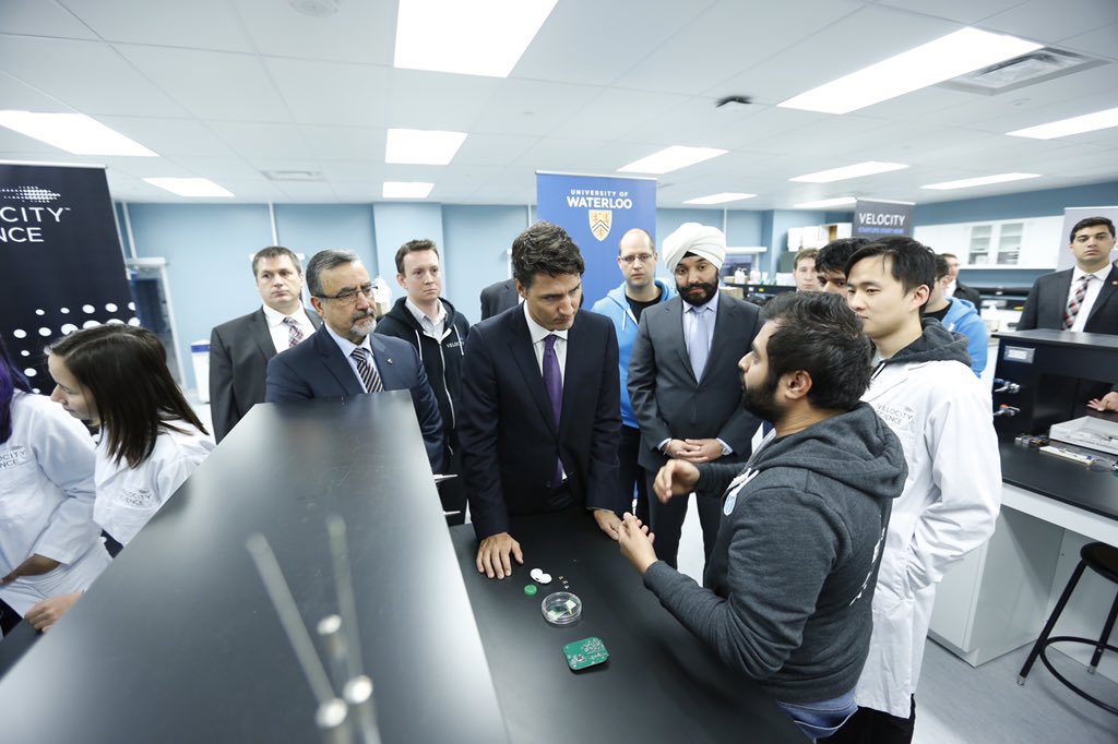 .@JustinTrudeau @NavdeepSBains get a first hand look at the amazing innovation at @UWvelocity @UWaterloo #cdnpoli