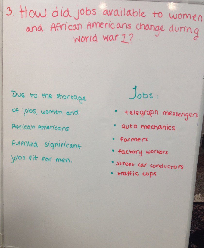 PortiaI_bcds's tweet photo. How did jobs available to women's and African Americans change during the war? #BCDSHist8 @DespinaT_bcds https://t.co/FRbctuRI2f