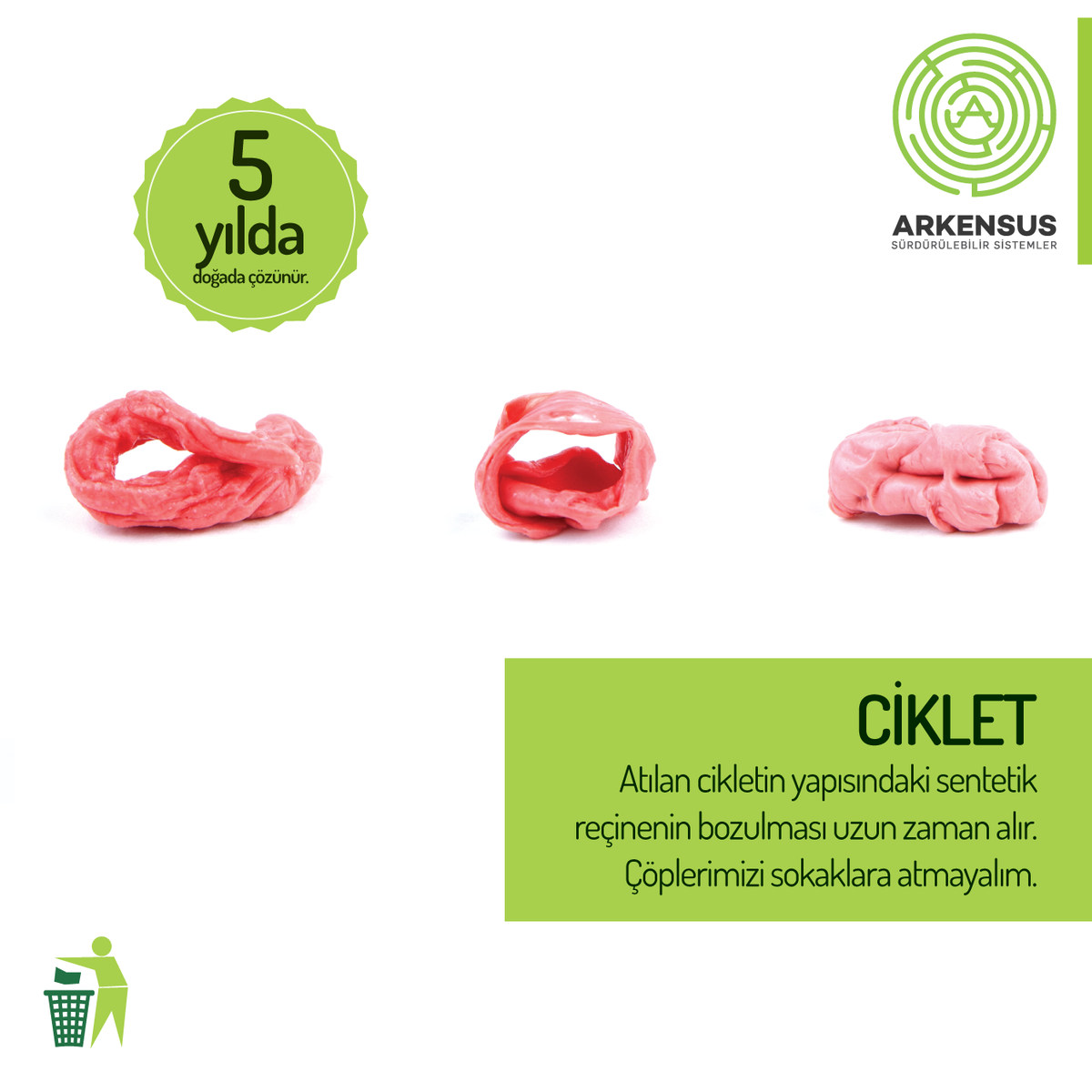 Çöplerimizi sokaklara atmayalım. #arkensusenerji #ciklet #cop #cevre #doga #gum #trash arkensus.com