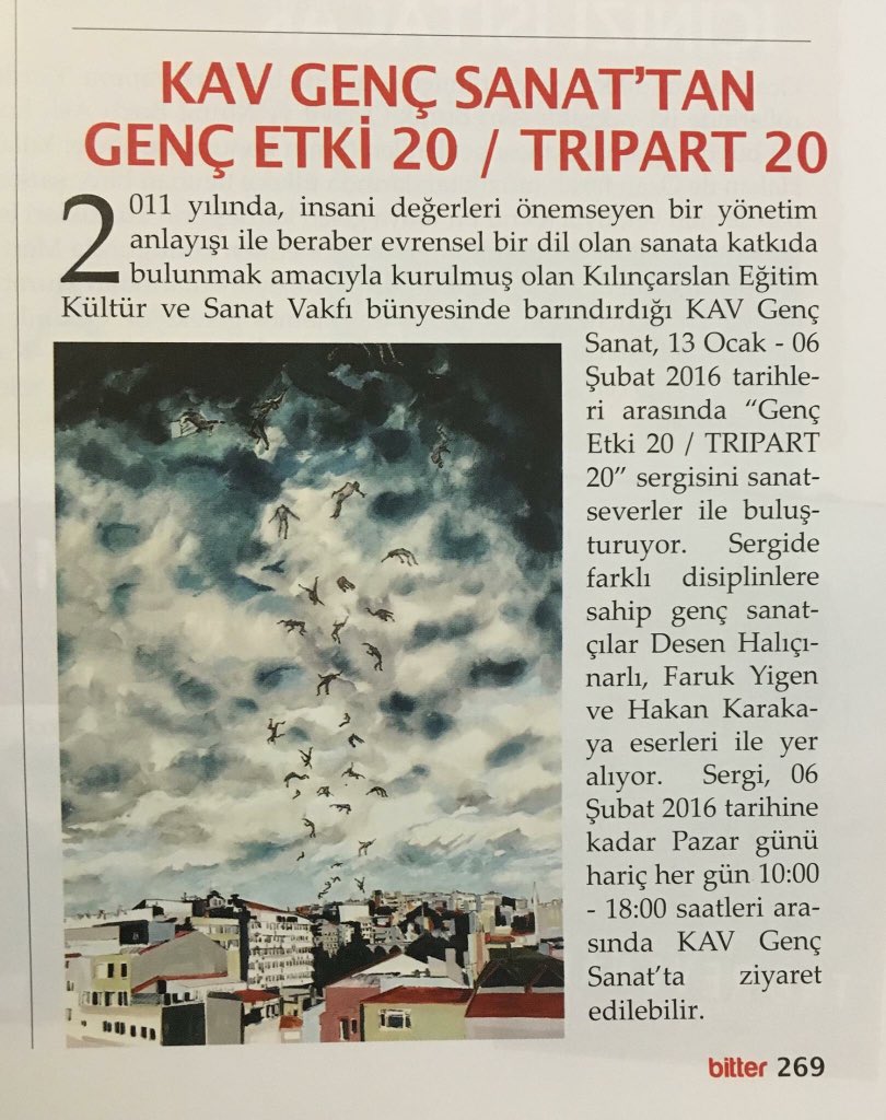 KAVGENCSANAT's tweet photo. BİTTER Ocak sayısı Genç Etki 20 Sergisi https://t.co/XttQ85pdN0