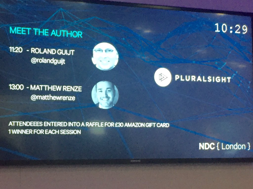 JodiStamm's tweet image. @NDC_Conferences Come by @pluralsight booth to ask @RolandGuijt about #ES6, #Microservices or #ASPdotNET5