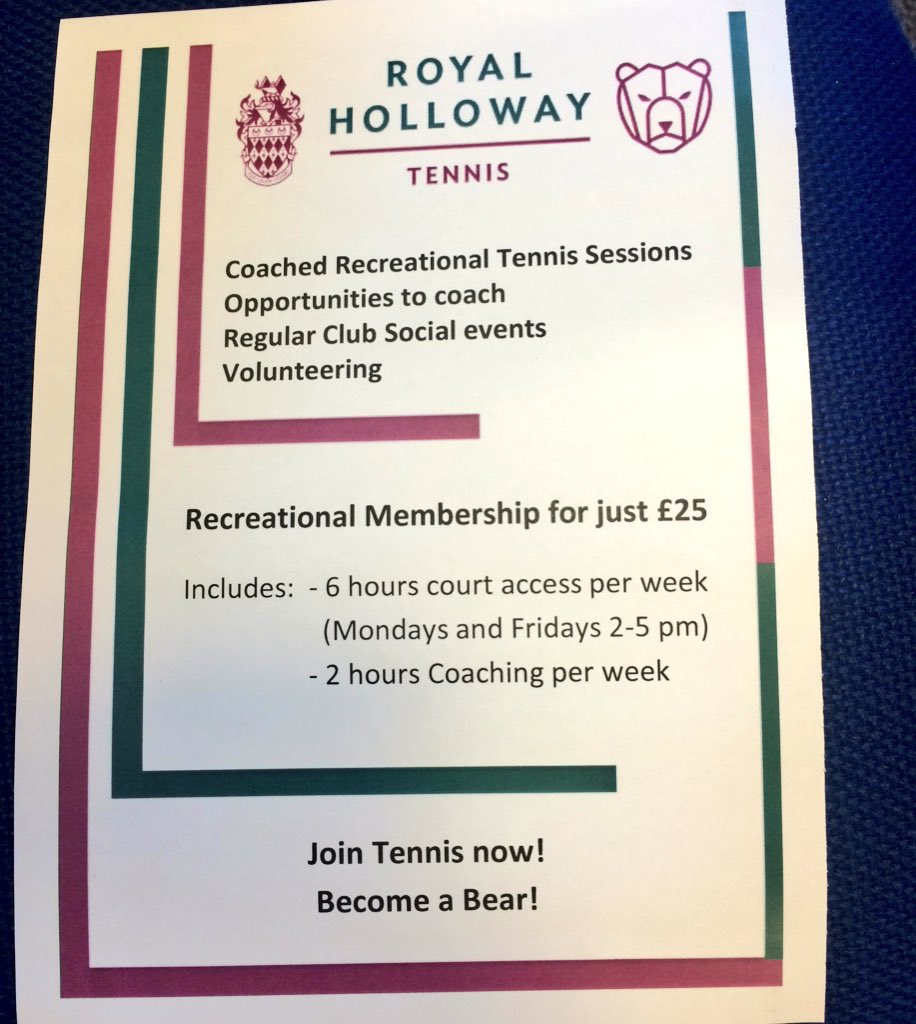 'Become a Bear' with <a href="/rh_tennis/">RH Tennis</a>! Join today and get a free #homeofthebears tshirt at the #RHRefreshers fair, 11-4pm