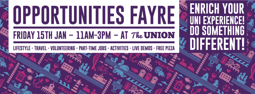 Want to eat pizza whilst finding out about jobs, Course Reps &amp; much more? Come to Opps Fayre tomorrow in 3rd Space!