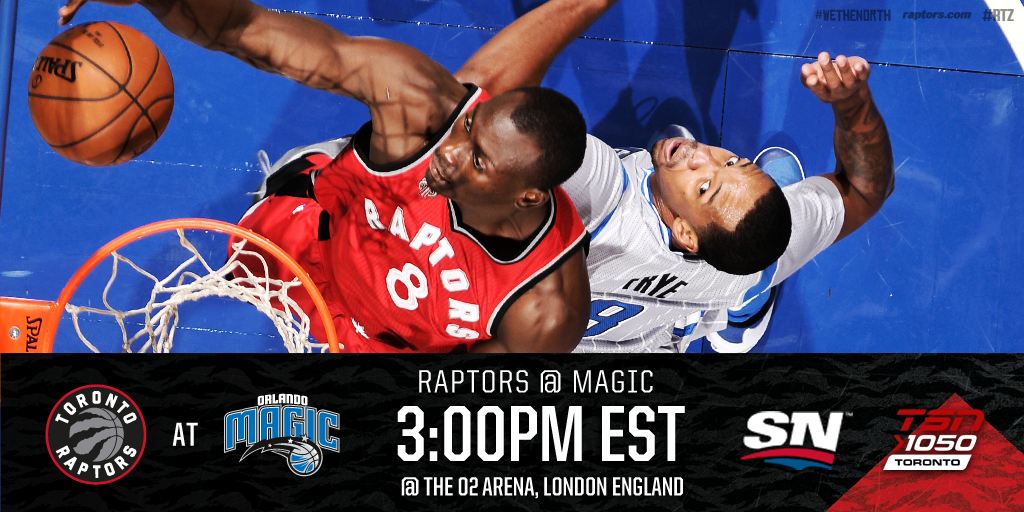 Raptors's tweet photo. It's @BMO Raptors Game Day! The Raps face the Magic today in London, England. 

Preview: https://t.co/PFh8ZmMdb7 https://t.co/Dz7y2sT3az