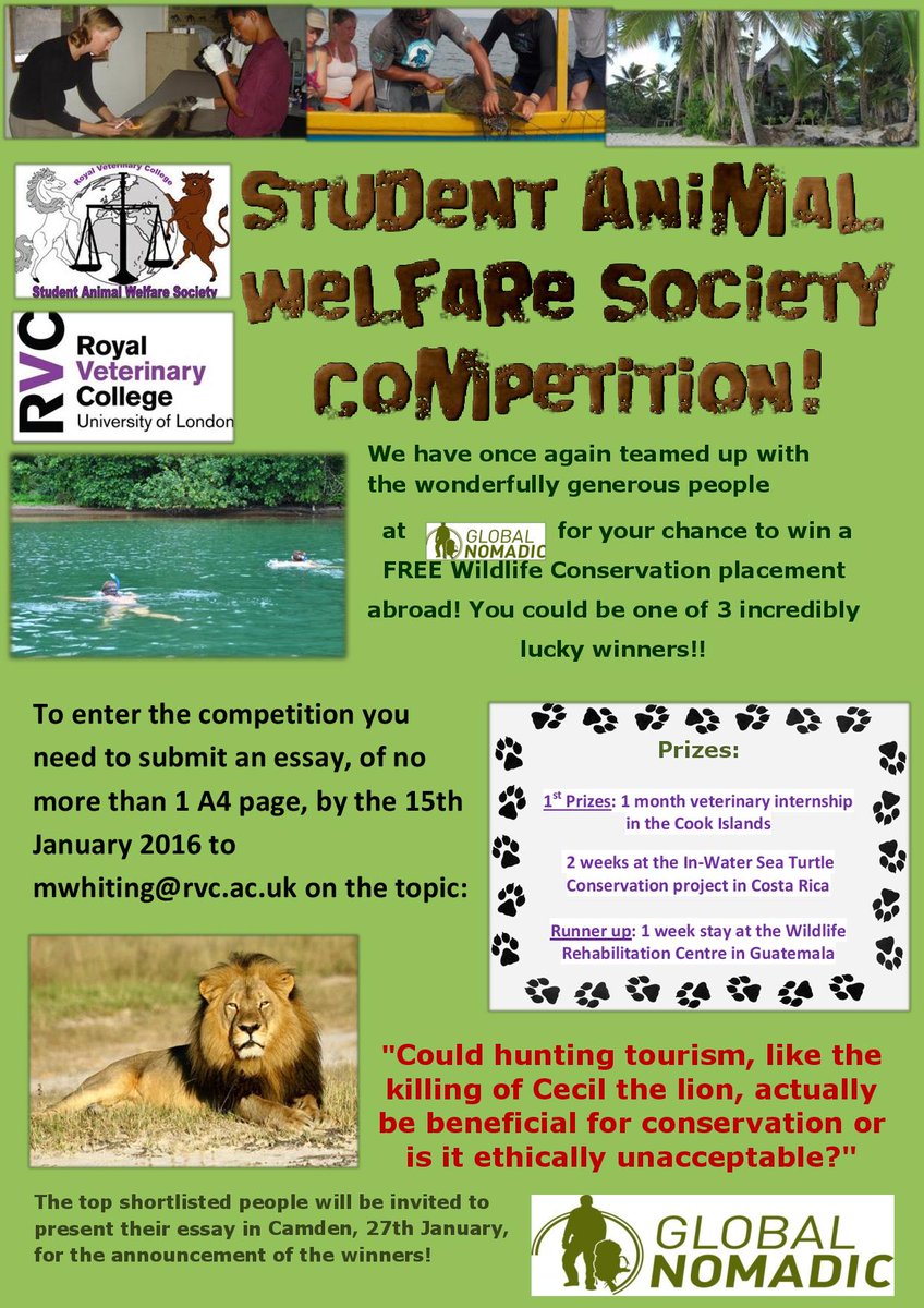 RVCSAWS's tweet image. RVC - get your SAWS essay submissions into Martin Whiting by tomorrow!! Fantastic prizes courtesy of @GlobalNomadic!