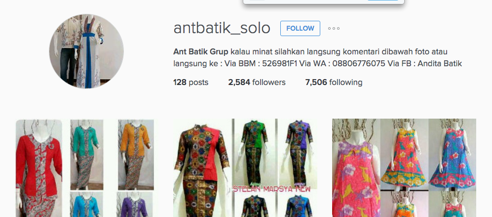 AmankQadafi's tweet photo. Yang sering beli Batik online, tiati ya sama akun IG satu ini, gue juga jadi korbannya, mohon mentemen disebarin. https://t.co/ApsNCWXvcB