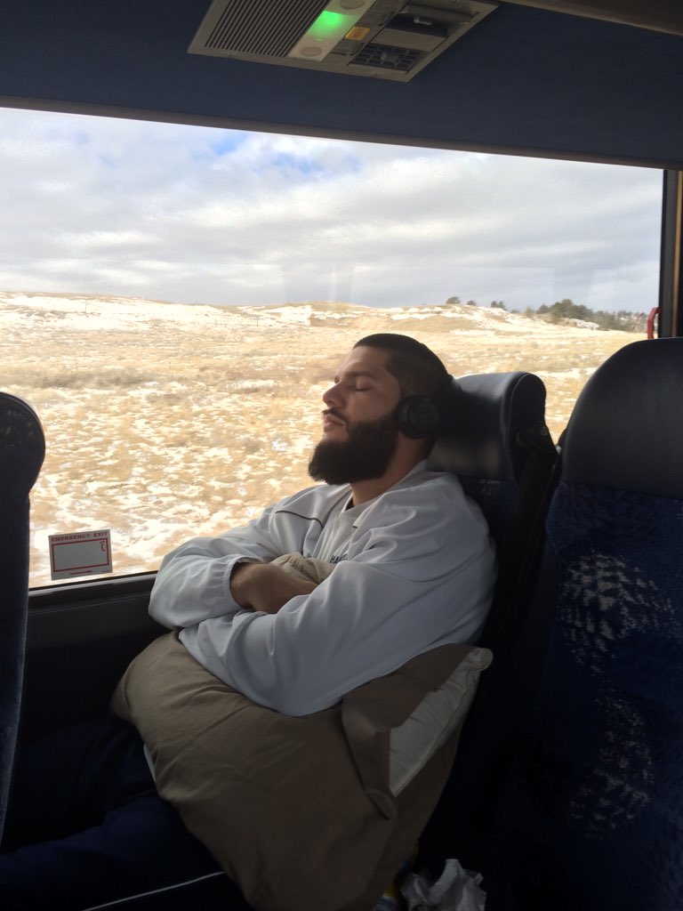 RyanLarsen's tweet photo. In the weight room @HardrockerSTR is a lion. On the bus he's merely a sleeping little lamb! #GoRockers https://t.co/oLTfZOPFwY
