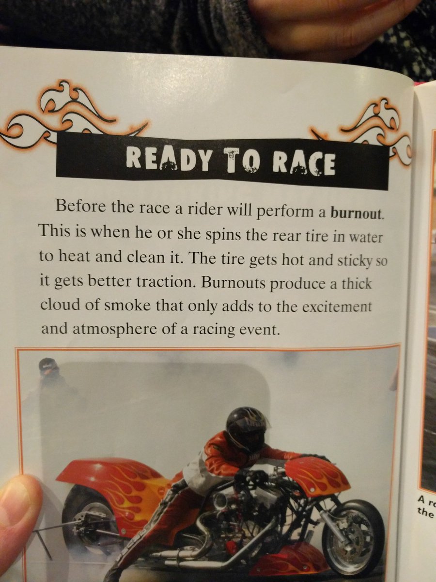 _2firstnames's tweet image. Burnouts, as explained to my daughter in this book. #awesome