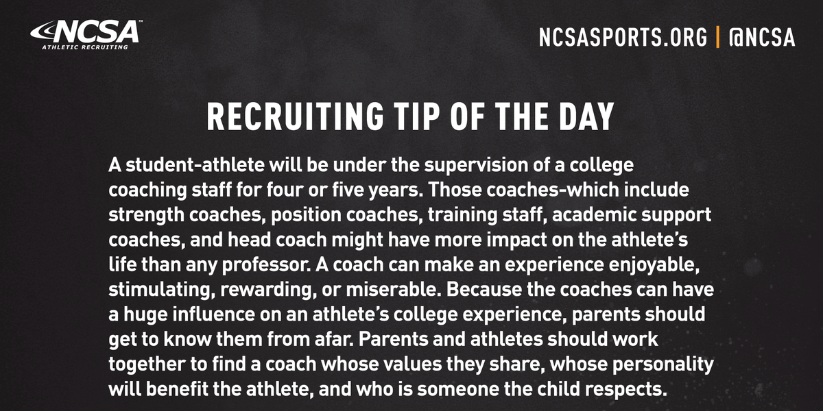 ncsa's tweet photo. New to the recruiting process? Start building your profile today -> https://t.co/Zbp1TbhTTE  #RtoD #RecruitingTips https://t.co/6SNqfg8ttg