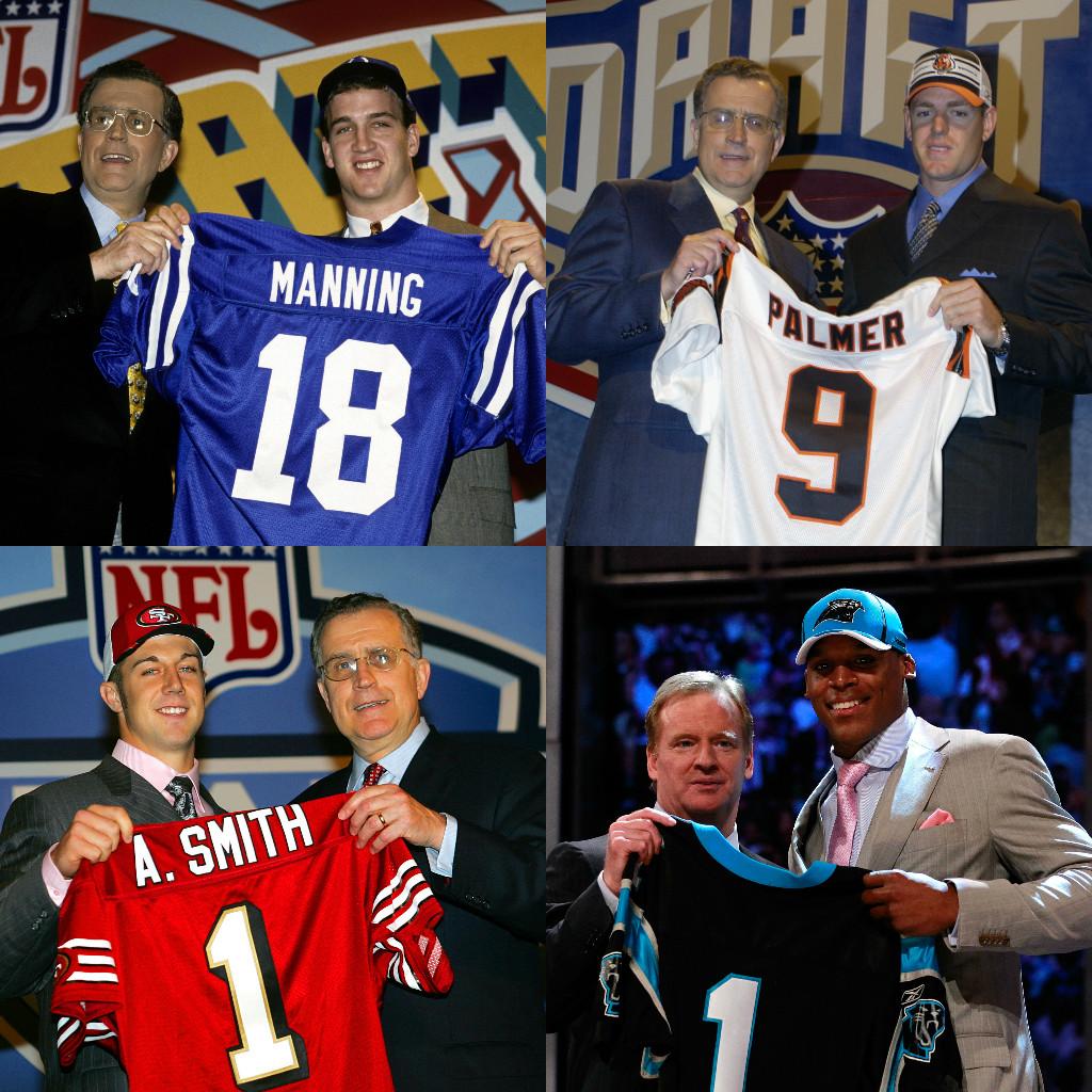 ESPNNFL's tweet image. For the first time in NFL history, a round in the playoffs will feature four quarterbacks taken No. 1 overall.