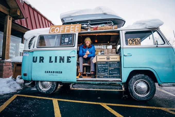 Kickstarter's tweet image. Help @carabinercoffee find a permanent place to serve a sustainably sourced cup o’ joe: kck.st/carabiner