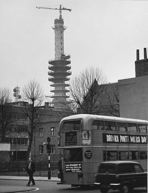 London's famous BT Tower under construction in the 1960s