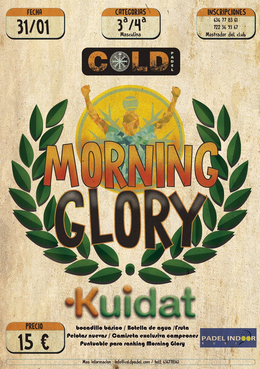 cold_padel's tweet photo. Ya está aquí nuestra primera "Morning Glory". #notelopierdas #Padel #padelindoorrubi https://t.co/FGmmxgxvB5