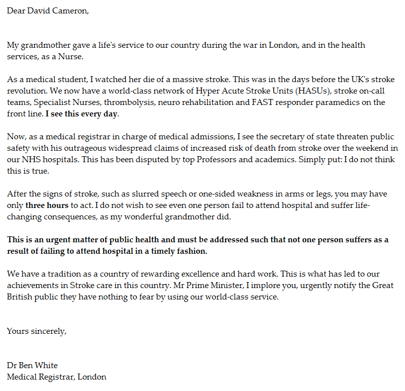 Ben White (@drbenwhite) on Twitter photo Please Read Urgently: Open letter to <a href="/David_Cameron/">David Cameron</a> about Weekend Stroke Care
#TimeToListen Please Read Urgently: Open letter to <a href="/David_Cameron/">David Cameron</a> about Weekend Stroke Care
#TimeToListen