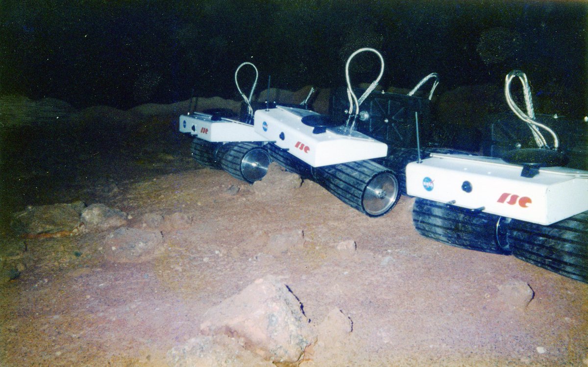 Gregory_Nemitz's tweet photo. The prototype Mars rovers I built in 1996 for Kennedy Space Center: https://t.co/dcSz2G7XZG