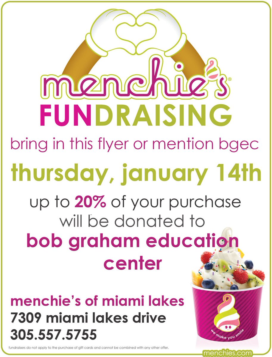 Stop by Menchie's Miami Lakes Today to Support Bob Graham Education Center!