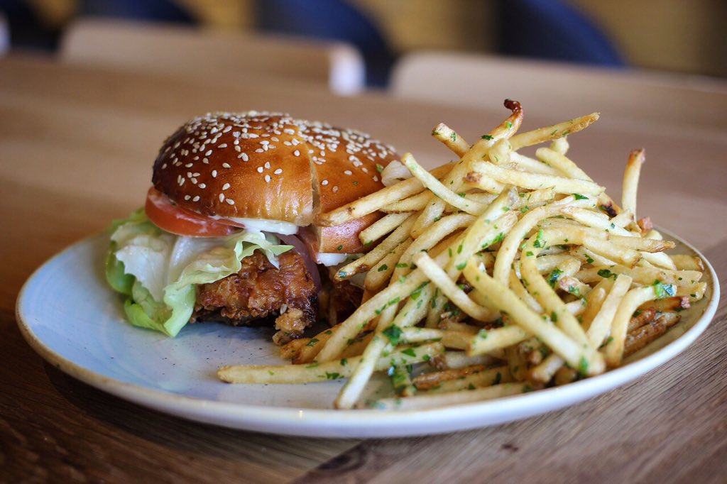 bernadineshtx's tweet photo. "Fried Chicken Sandwich" with Pimento Cheese, Bibb Lettuce and Pickled Red Onion. Lunch starts at 11 am! https://t.co/HANaEQtZKM